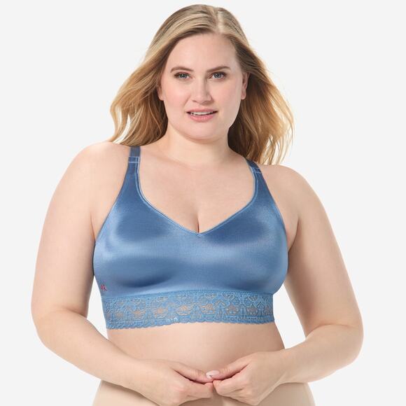 Ruby Ribbon Lace Lux Demiette Bra Tranquil Blue Size 32 Wireless Comfortable - Picture 1 of 16